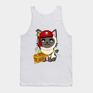 Cute siamese cat is a pirate Tank Top